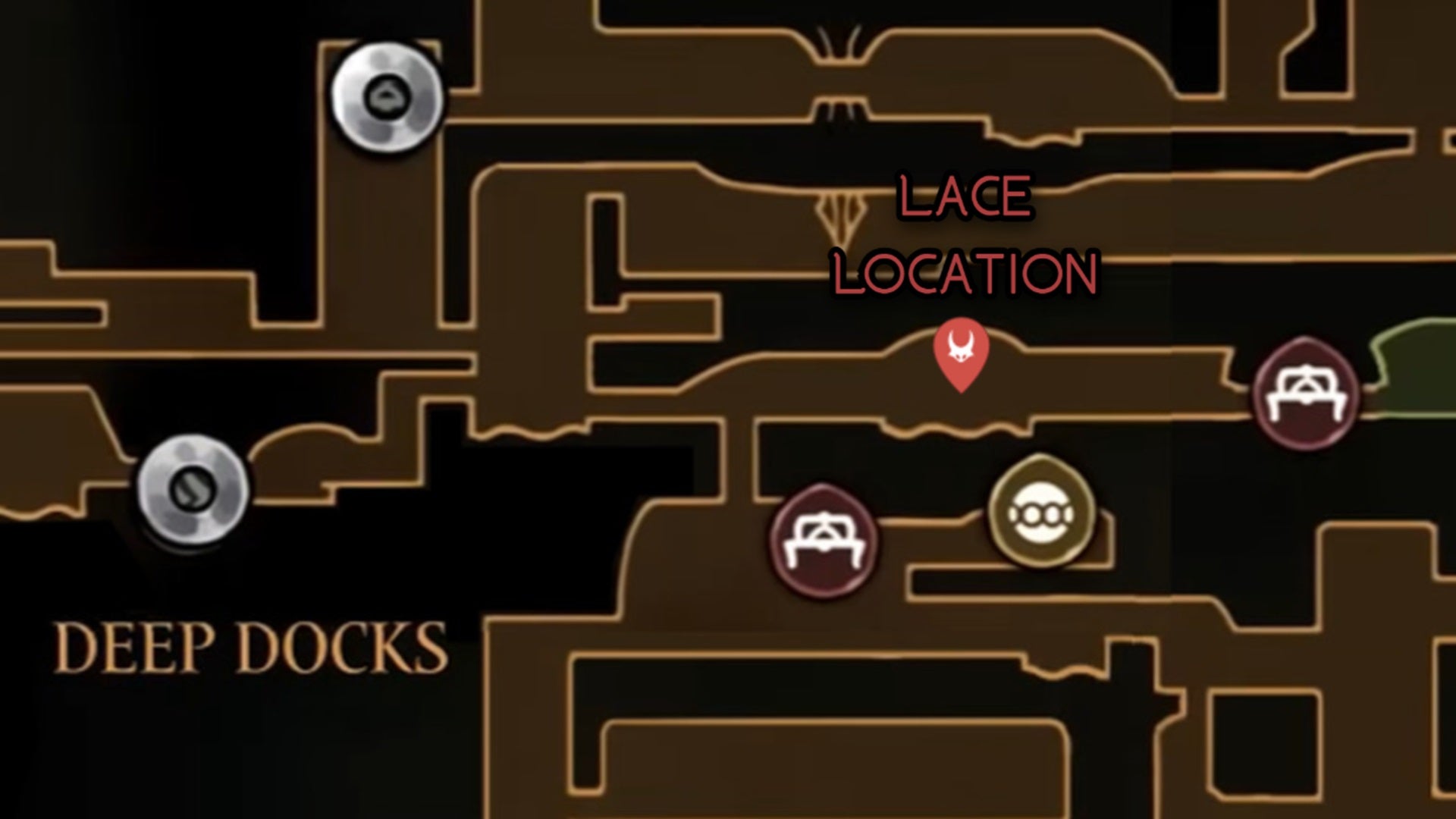 A map of Hollow Knight: Silksong showing the location of Lace. - 9