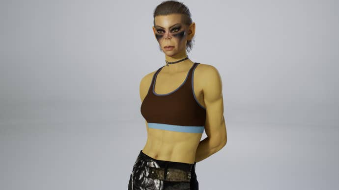 A character in inZOI who looks a lot like Lae'zel from Baldur's Gate 3.