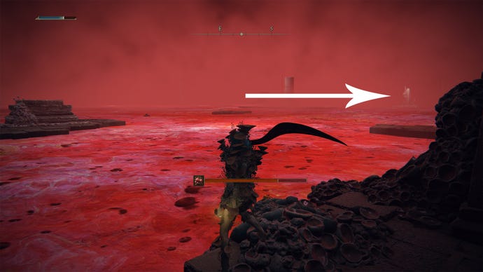 Stone platforms in the Lake of Rot in Elden Ring.