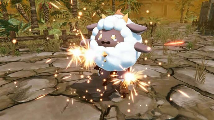 The Lamball, a sheep-like Pal in Palworld