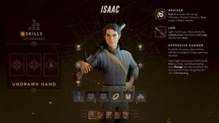 A screenshot showing new The Lamplighters League playable agent Isaac Greymoor.