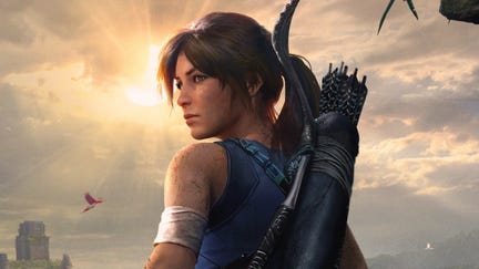 Lara Croft strikes a pose.