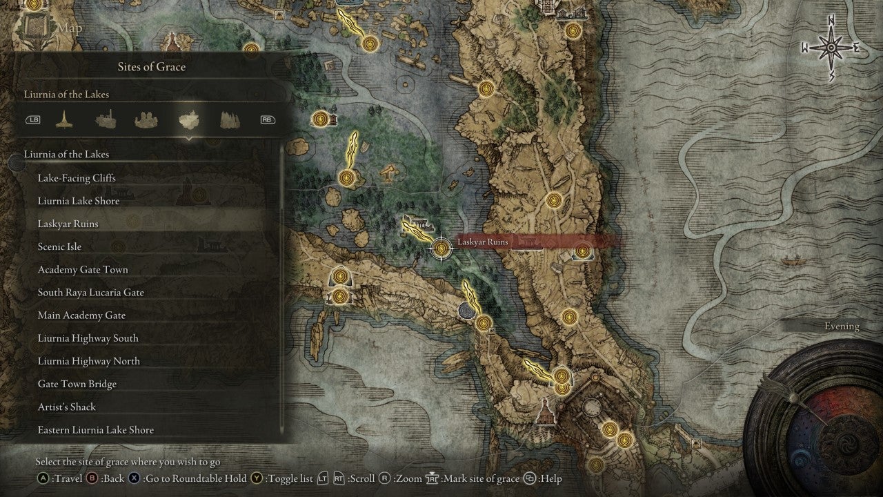 Laskyar Ruins Grace in Elden Ring