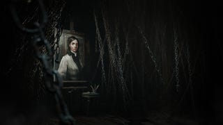 Layers of Fear 2023 a portrait of a lady in a room with chains dangling around