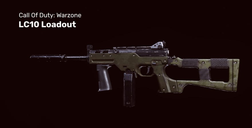 Warzone’s LC10 gun on a black background.
