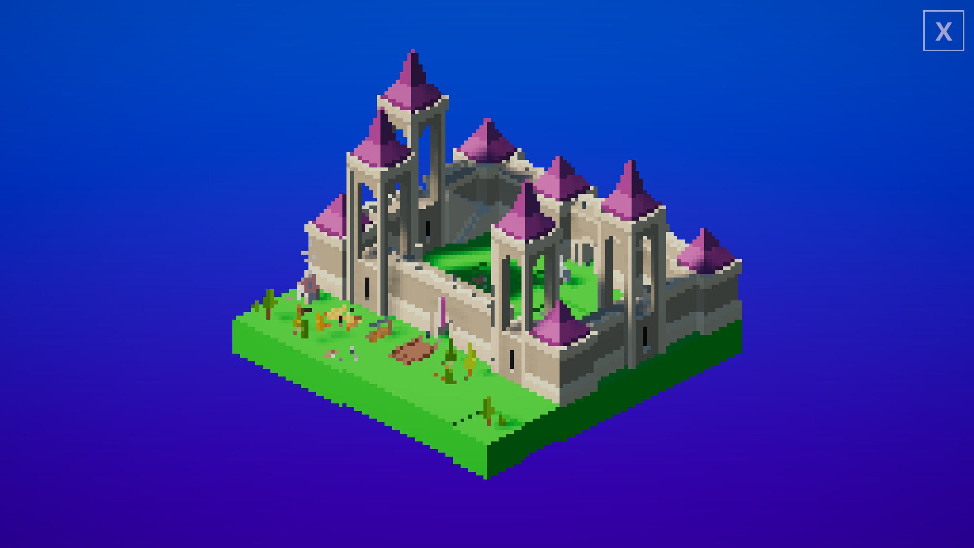 A mini castle with purple-roofed spires in Le Chateau - 1