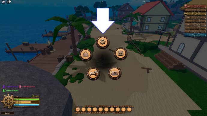 A screenshot from Legacy Piece in Roblox showing the game's settings button.