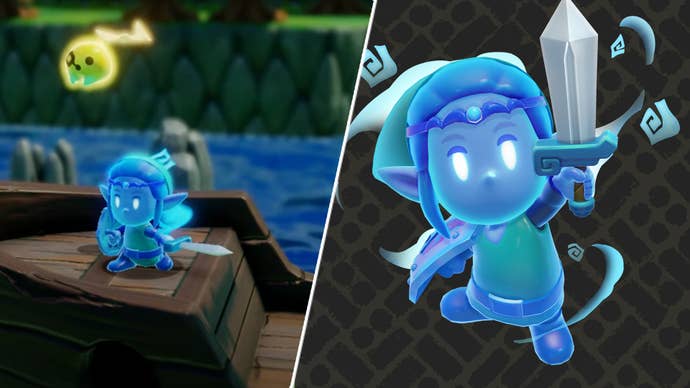 Zelda in blue swordfighter form in The Legend of Zelda: Echoes of Wisdom.