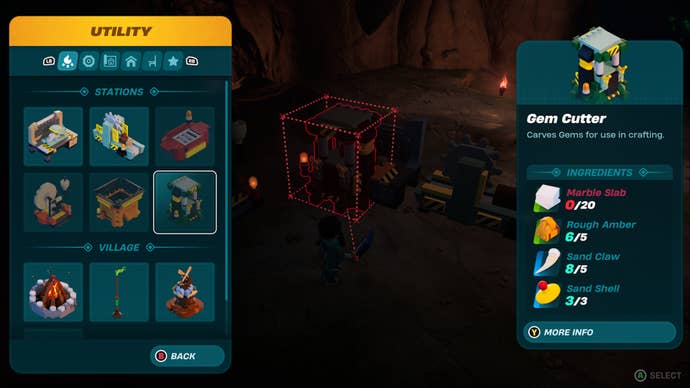 lego fortnite build menu gem cutter highlighted