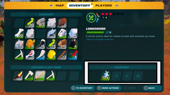 lego fortnite character inventory menu equipment section highlighted