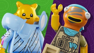 Lego Fortnite promotional art showing two Lego-ised Fortnite characters.