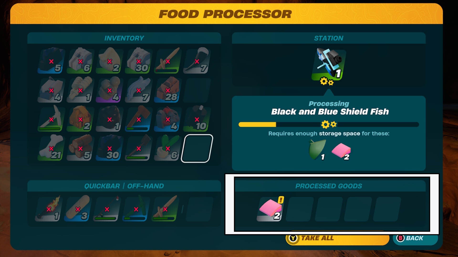 lego fortnite food processor fish fillet processed goods menu