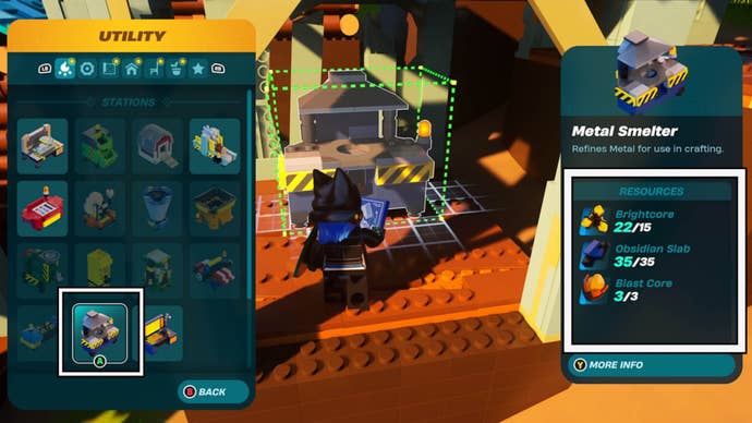 lego fortnite metal smelter recipe in utility build menu