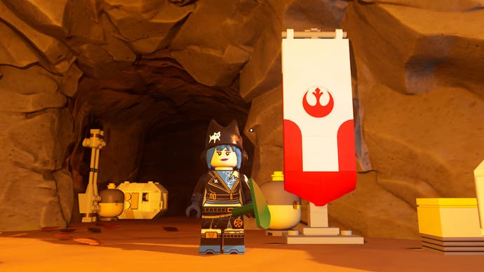 joueur lego fortnite par drapeau de la grotte rebelle