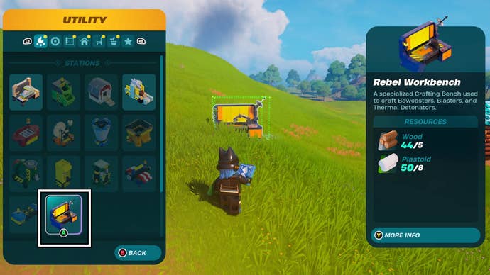 lego fortnite rebel workbench recipe in utility build menu