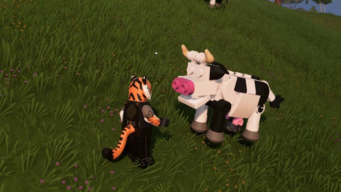 lego fortnite tiger facing cow
