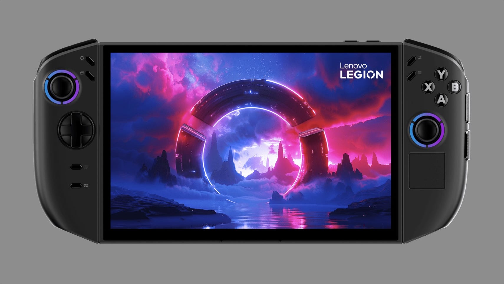 A prototype of Lenovo's Legion Go 2 handheld gaming PC in black.