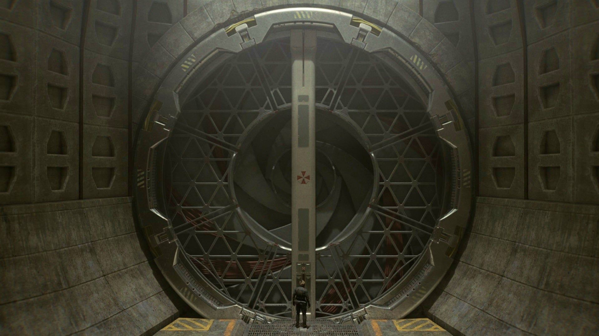 Leon prepares to enter the underground Umbrella facility ARK in Resident Evil Requiem.