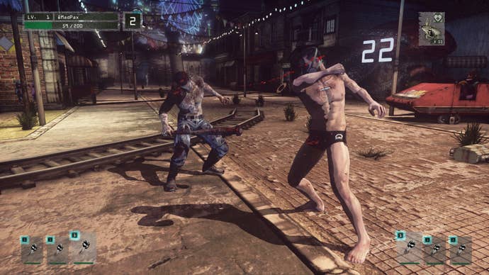 Two players fight one another in Let it Die