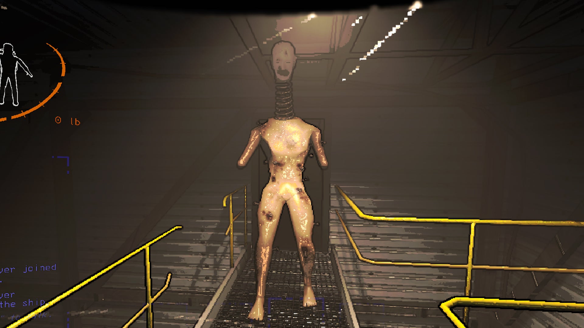 Screenshot of a Coilhead monster in Lethal Company. - 1