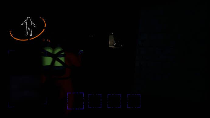 A player getting attacked from the shadows by a Bracken in Lethal Company