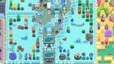 A top-down view of a colourful pixel art zoo, centred on a large aquatic exhibit full of sea life.