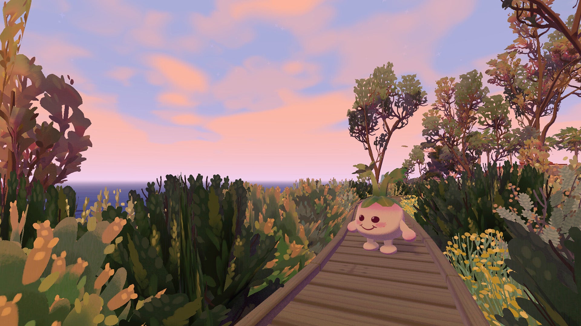 A funny look turnip person stood on a wooden bridge in Letters to Arralla. - 1