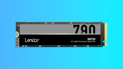 Lexar NM790 SSD on a gradient background