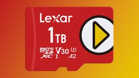 lexar play 1tb micro sd card on a gradient background