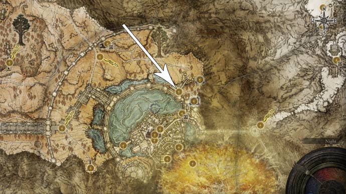 An Elden Ring map showing the entrance to Leyndell.
