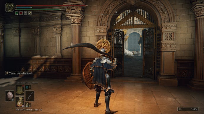 An archer aiming at an Elden Ring player in Leyndell.