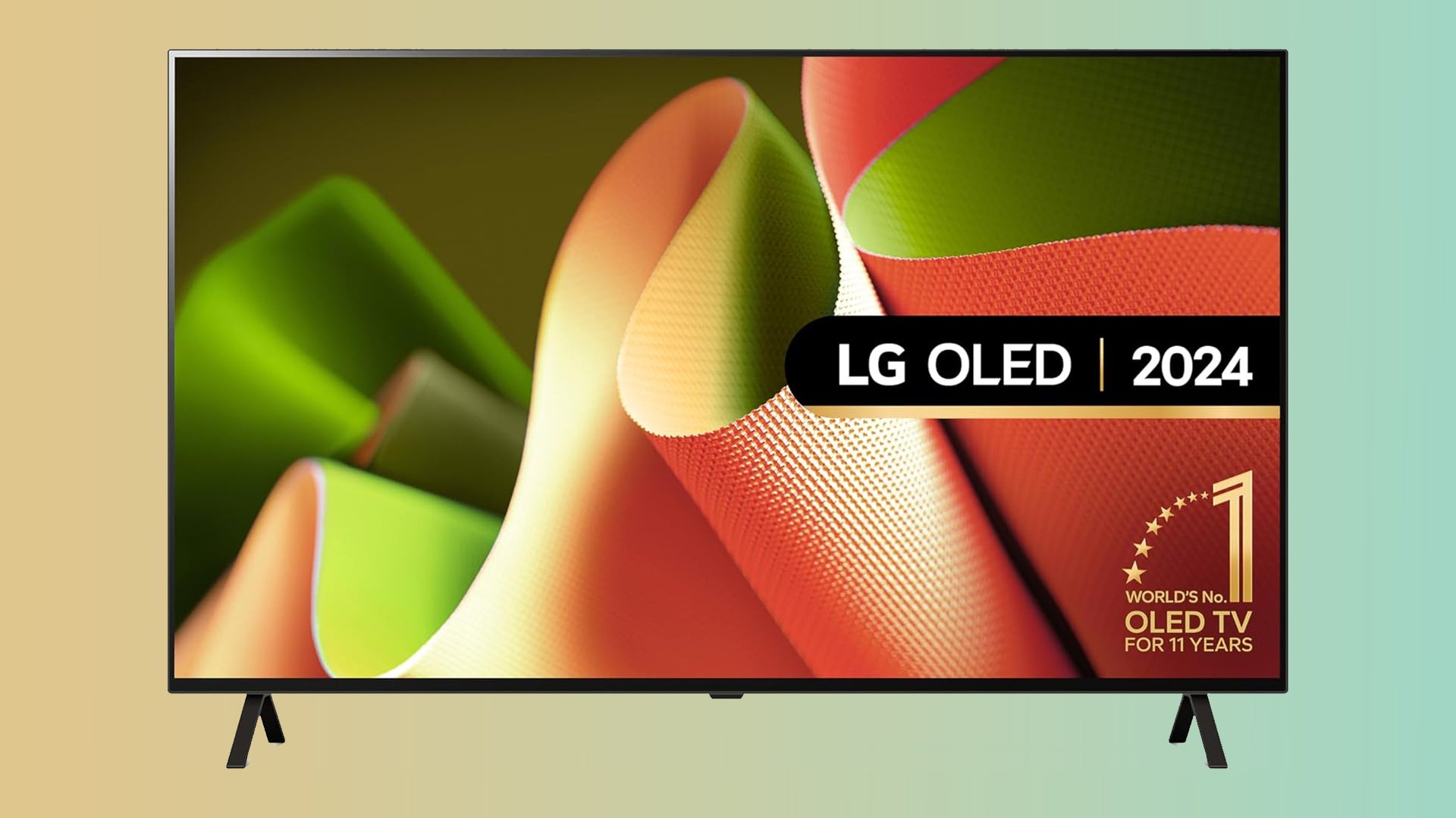 LG OLED55B46LA TV on a gradient background