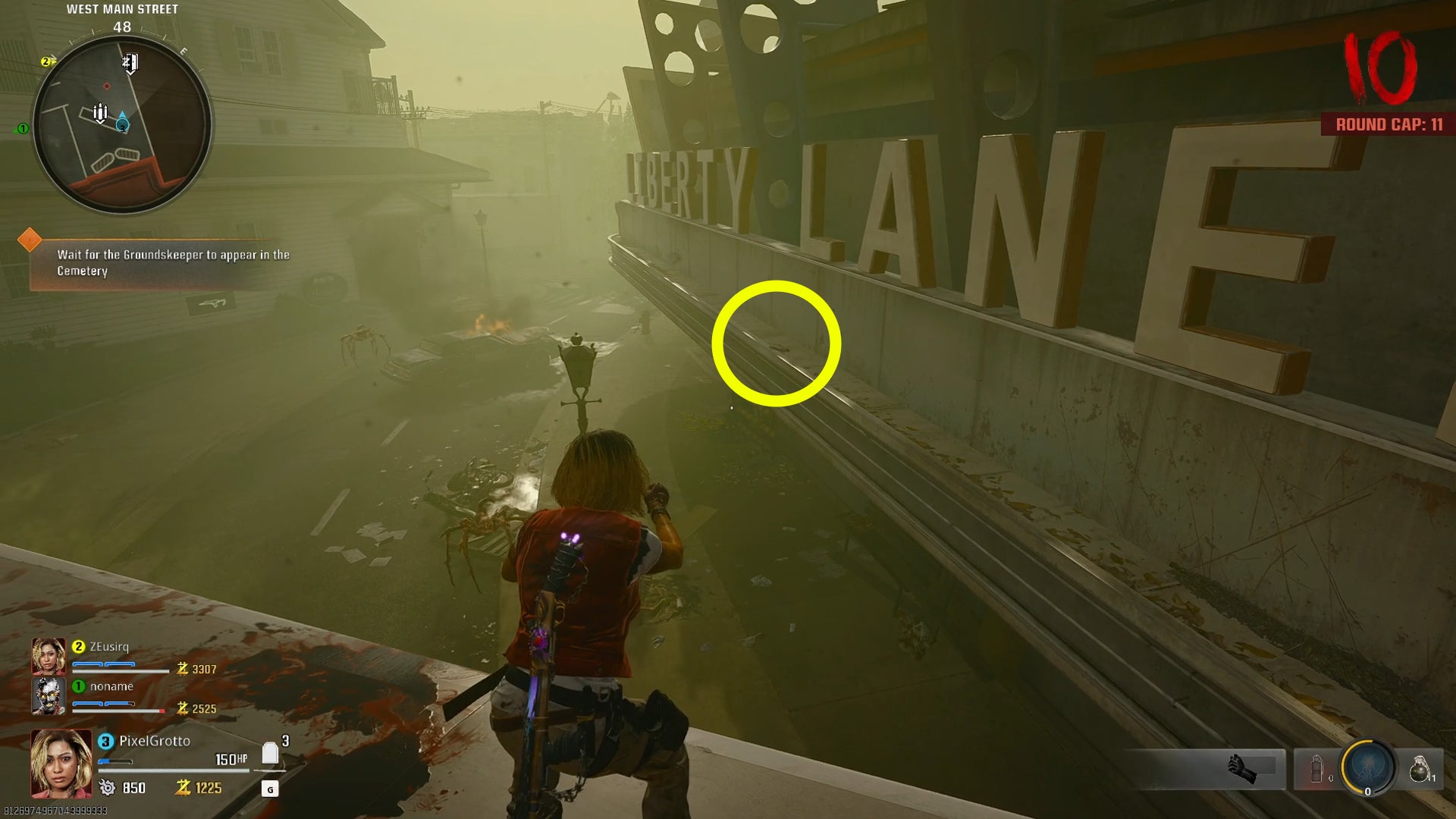 The location of an Aetherella statue hidden beneath the logo of Liberty Lanes on the Black Ops 6 Liberty Falls map. - 10
