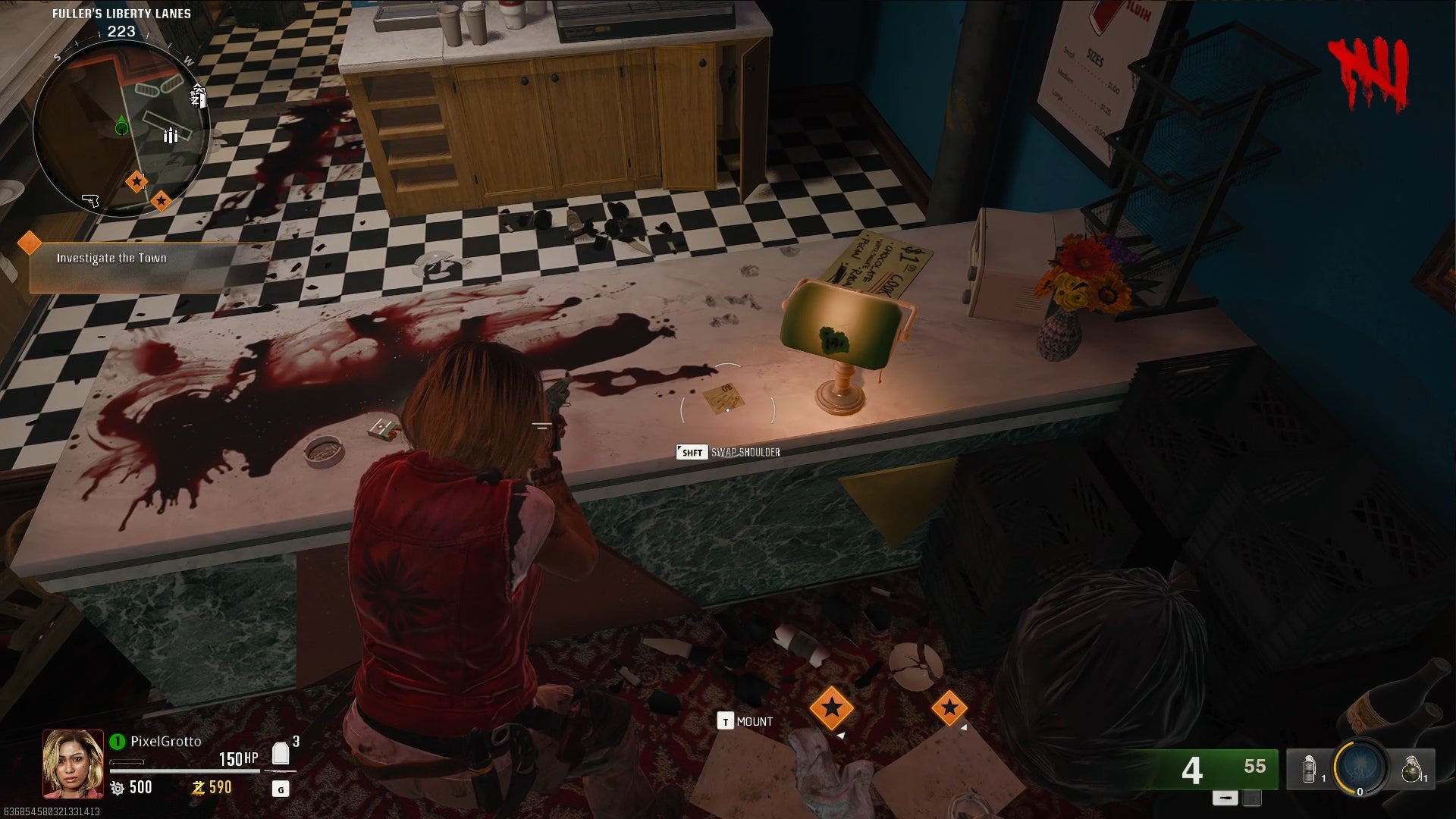 The code for the Liberty Falls vault hidden on a counter in the Liberty Lanes bowling alley in Black Ops 6 Zombies.