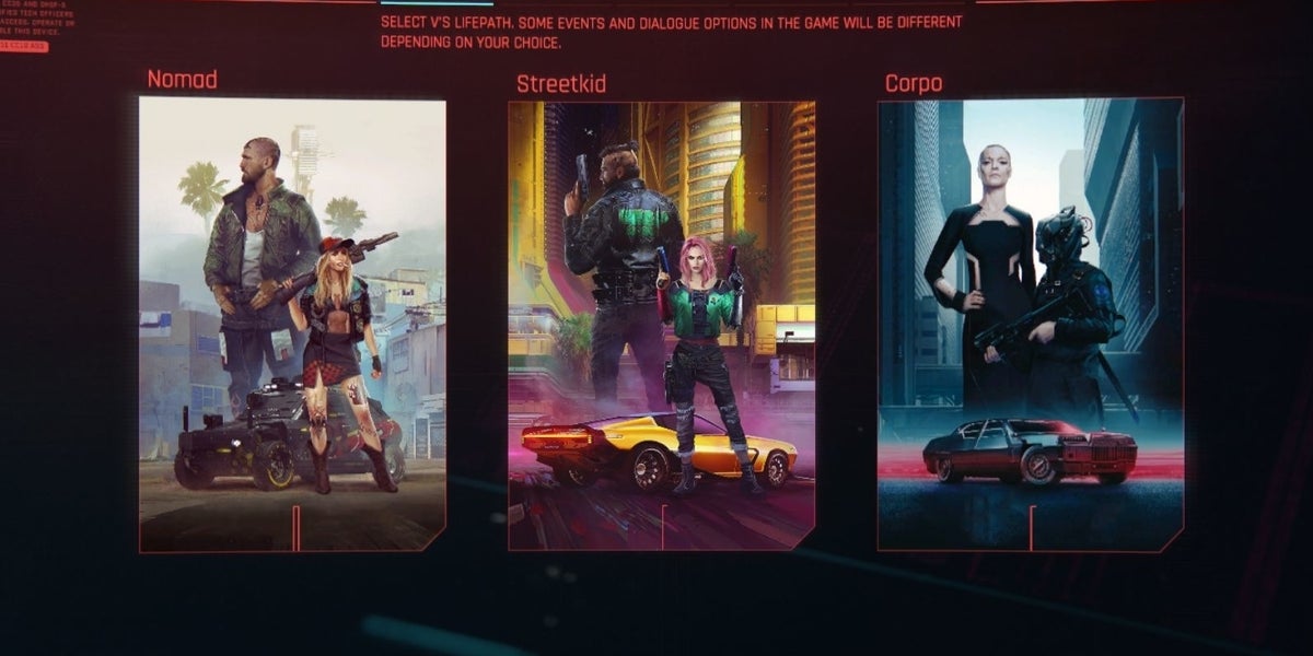 Cyberpunk 2077 Life Paths choice and which Corpo, Nomad or Street