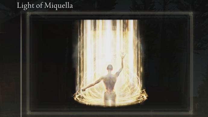 A close-up of the Light of Miquella spell icon in the inventory of Elden Ring: Shadow of the Erdtree.