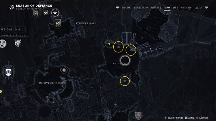 circled region chests in Ahimsa park in Destiny 2: Lightfall