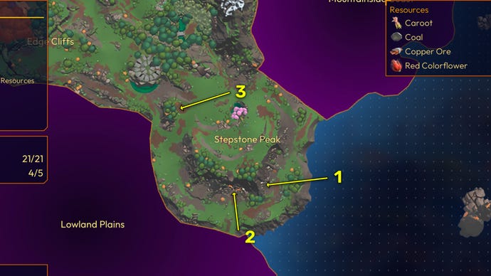 Screenshot of all Stepstone Peak Nest locations in Lightyear Frontier
