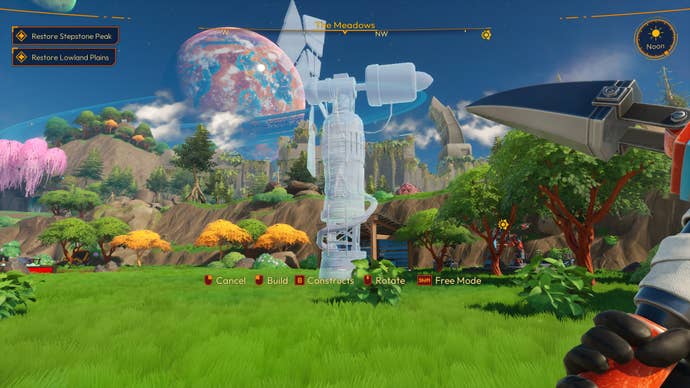 Building a wind turbine in Lightyear Frontier.