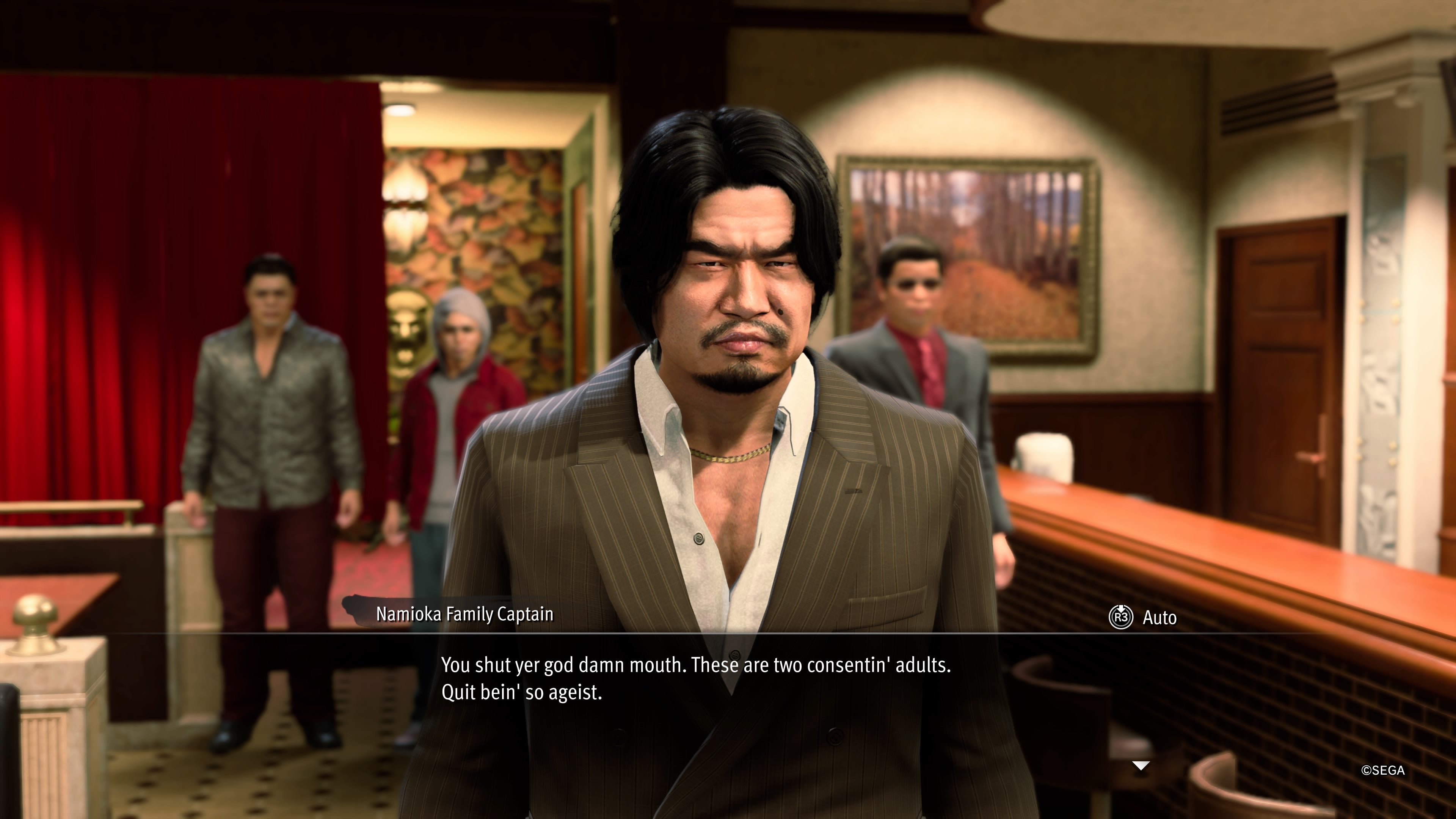 Like a Dragon Gaiden screenshot showing a side character during the Obatarian’s story