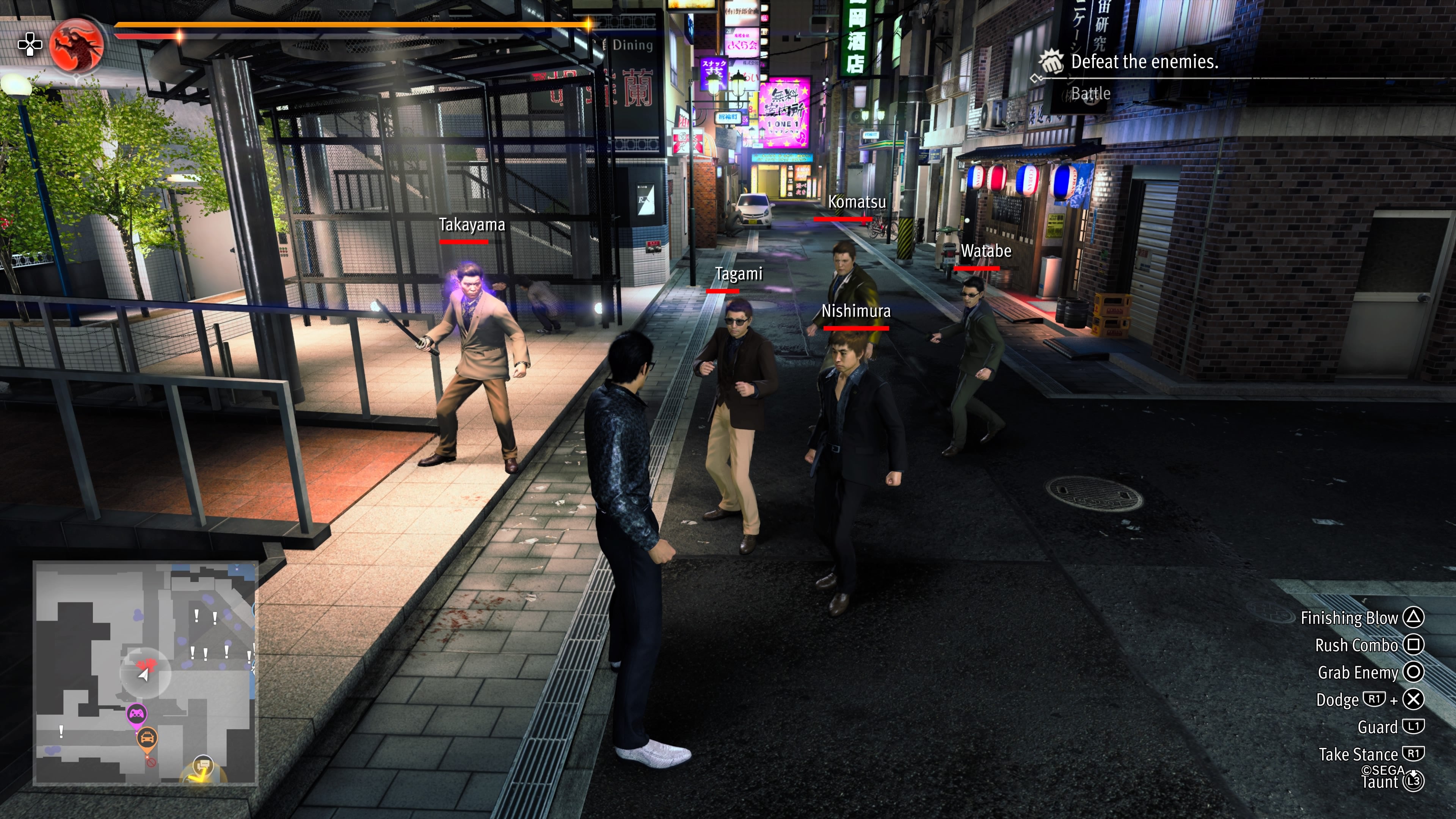 Like a Dragon Gaiden screenshot showing Kiryu in the midst of battle