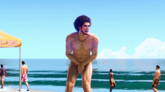 Kasuga Ichiban in the nude in a Like A Dragon: Infinite Wealth’s trailer.