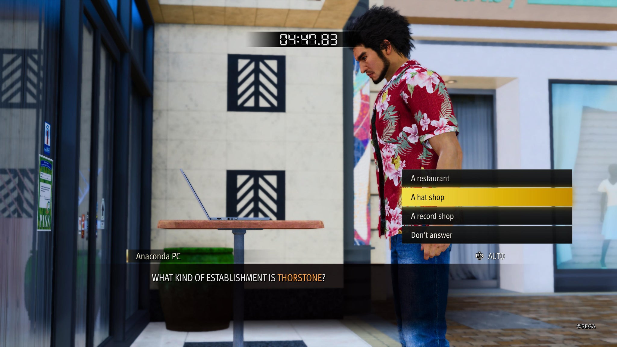 Ichiban Kasuga answering questions during the Anaconda Escape substory in Like A Dragon: Infinite Wealth - 4