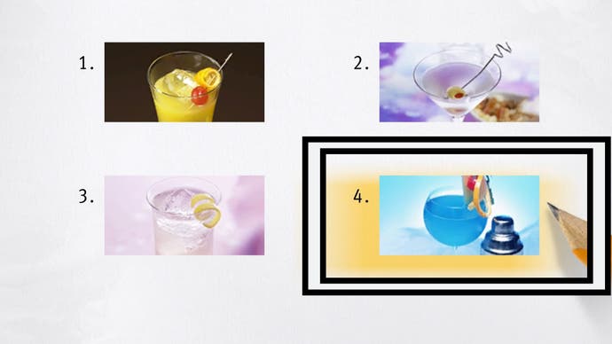 Like a dragon Infinite Wealth, a Blue Hawaiian cocktail has been highlighted on test answers.