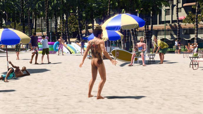 Kasuga Ichiban in the nude in a Like A Dragon: Infinite Wealth’s trailer.