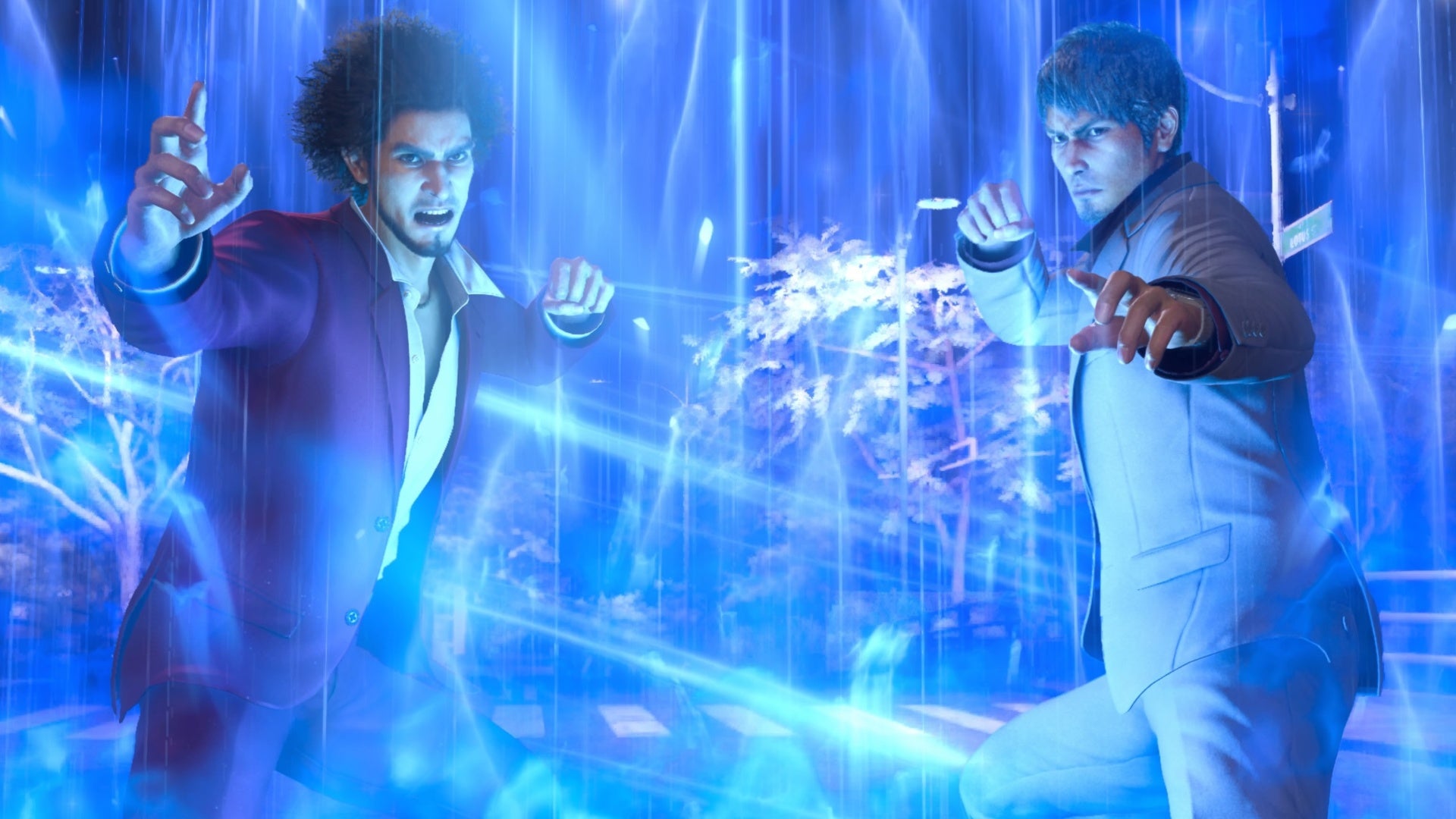 like a dragon infinite wealth ichiban and kiryu tag team pose