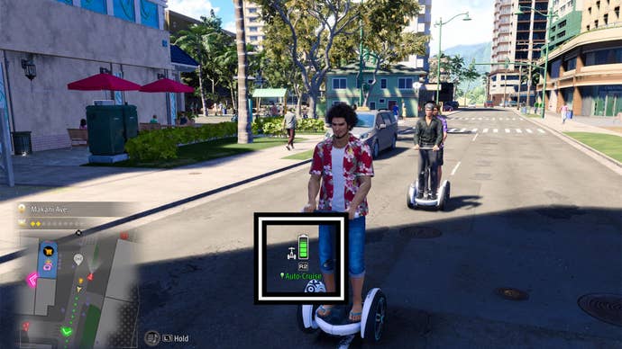 like a dragon infinite wealth ichiban using street surfer autopilot mode highlighted (EMARGO)