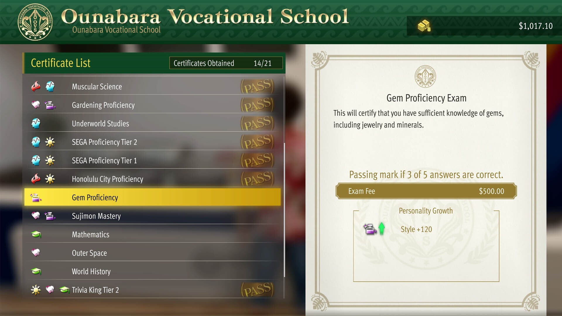 like a dragon infinite wealth ounabara test list