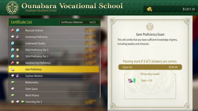 like a dragon infinite wealth ounabara test list