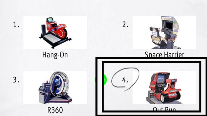 Like a Dragon Infinite Wealth, the full Outrun arcade unit has been circled.